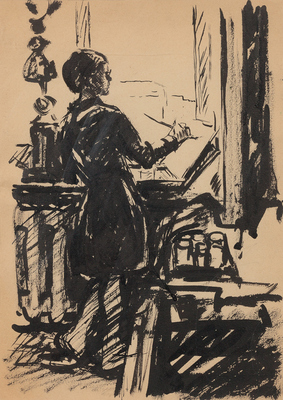 Рудаков Михаил Захарьевич. Портрет дочери за мольбертом 